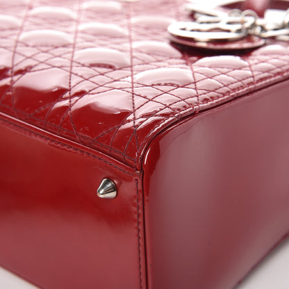 Christian Dior Patent Cannage Medium Lady Dior Red 9 of 16