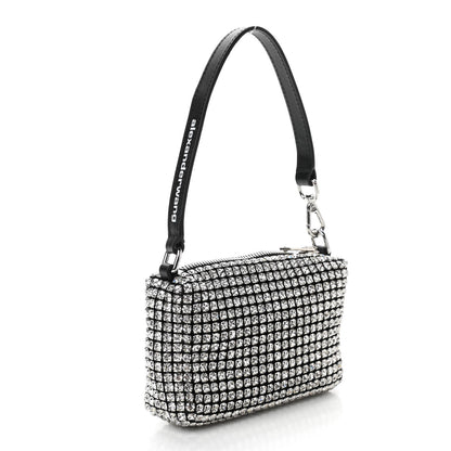 Alexander Wang Mesh Crystal Rhinestone Mini Heiress Pouch Black Silver 3 of 10