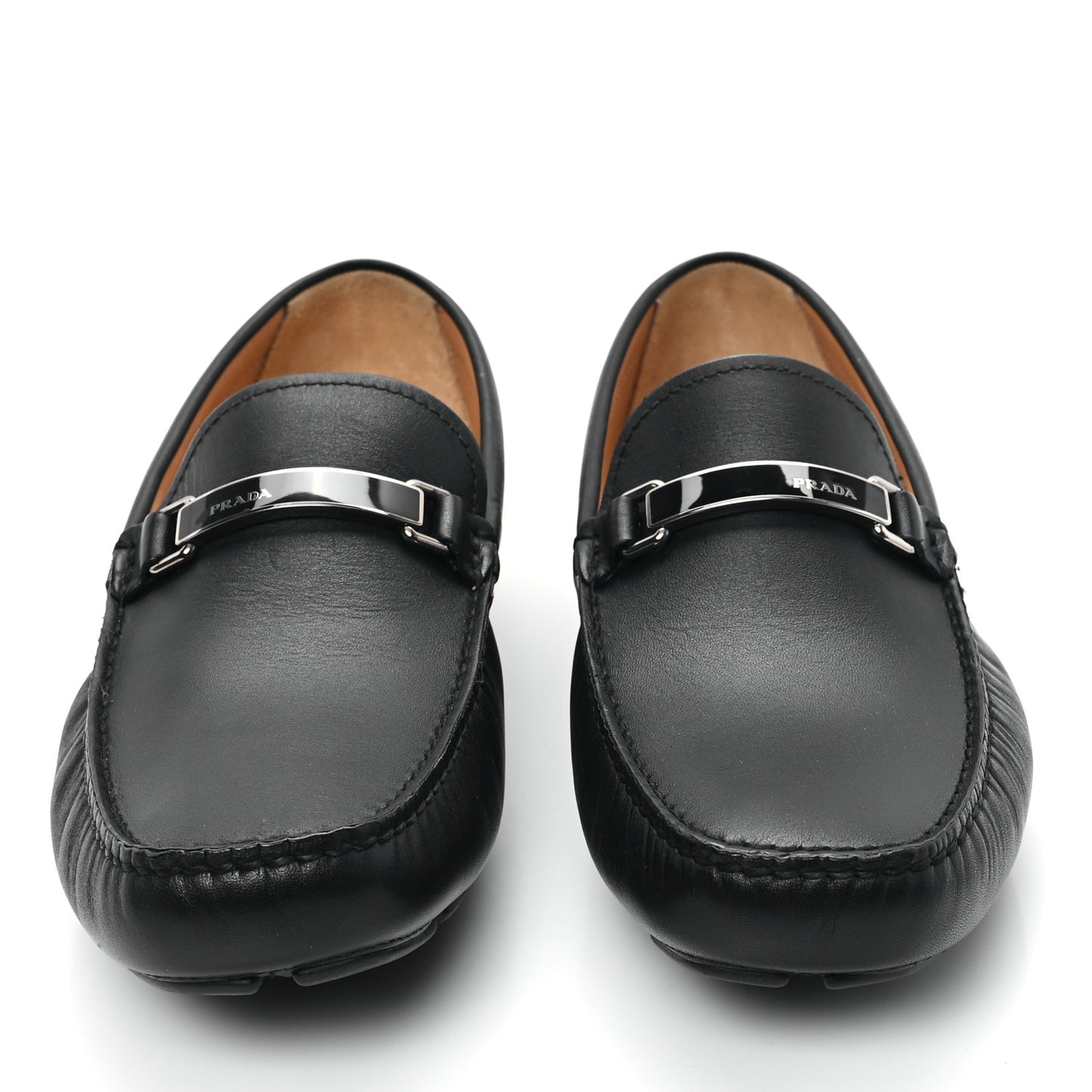 City Calfskin Metal Logo Mens Loafers 9.5 Black