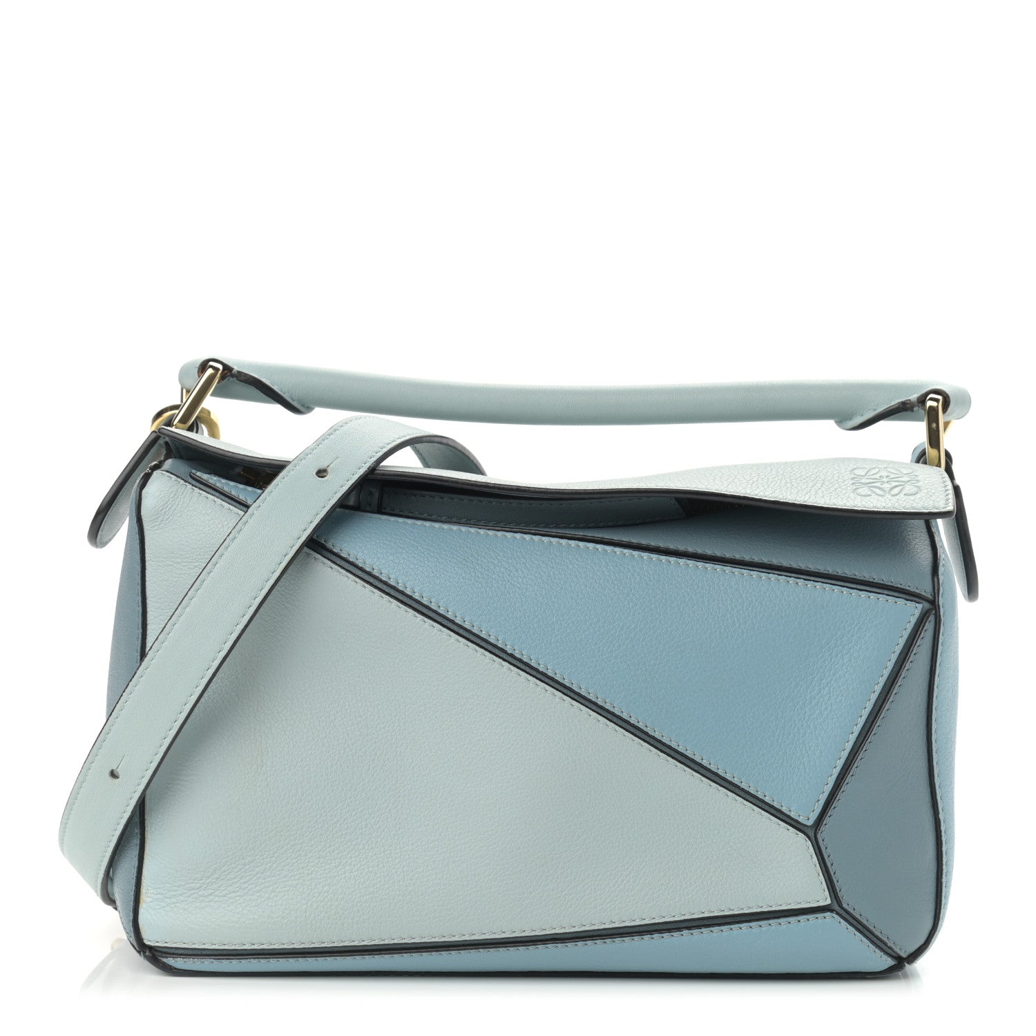 Loewe Calfskin Small Puzzle Bag Aqua Light Blue Stone Blue 1 of 15