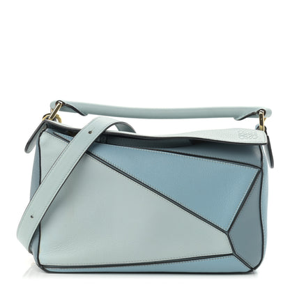Loewe Calfskin Small Puzzle Bag Aqua Light Blue Stone Blue 1 of 15