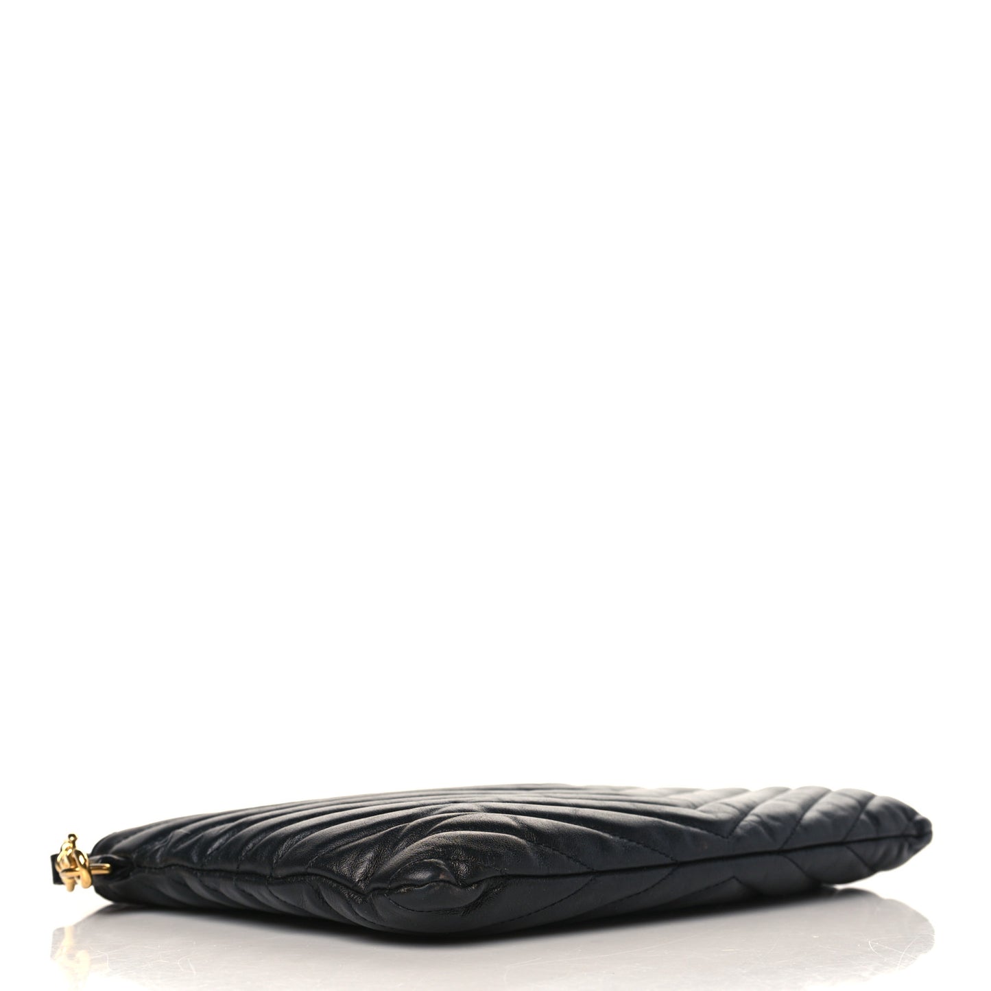 Calfskin Matelasse Chevron Monogram A5 Wristlet Black