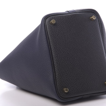 Hermes Taurillon Clemence Casaque Picotin Lock 18 PM Bleu Nuit Black Blue Frida 9 of 11