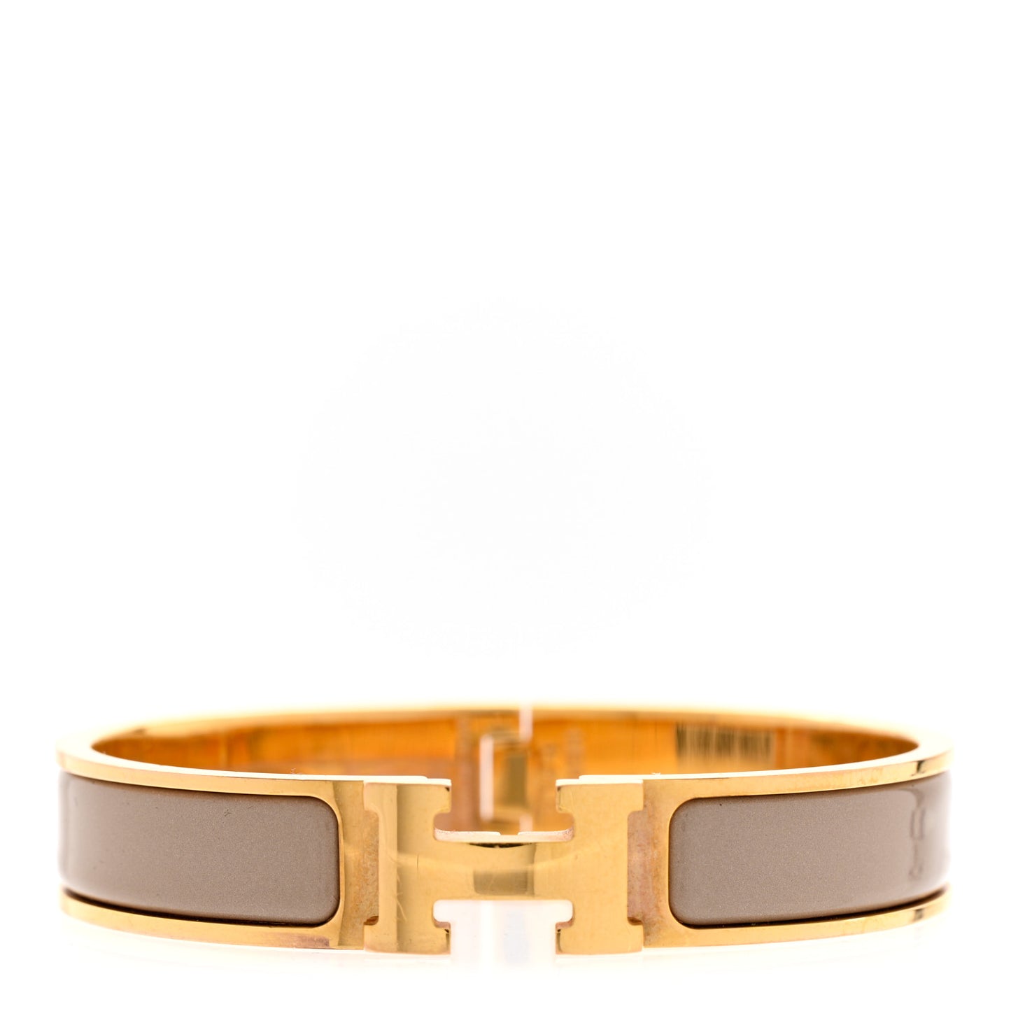 Enamel Narrow Clic Clac H Bracelet GM Marron Glace