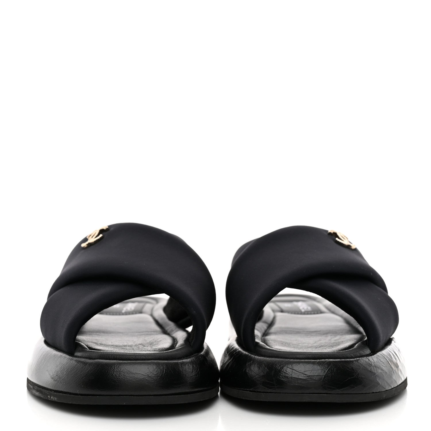 Chanel Fabric CC Mules Sandals 36 Black 3 of 9