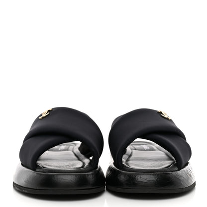 Chanel Fabric CC Mules Sandals 36 Black 3 of 9