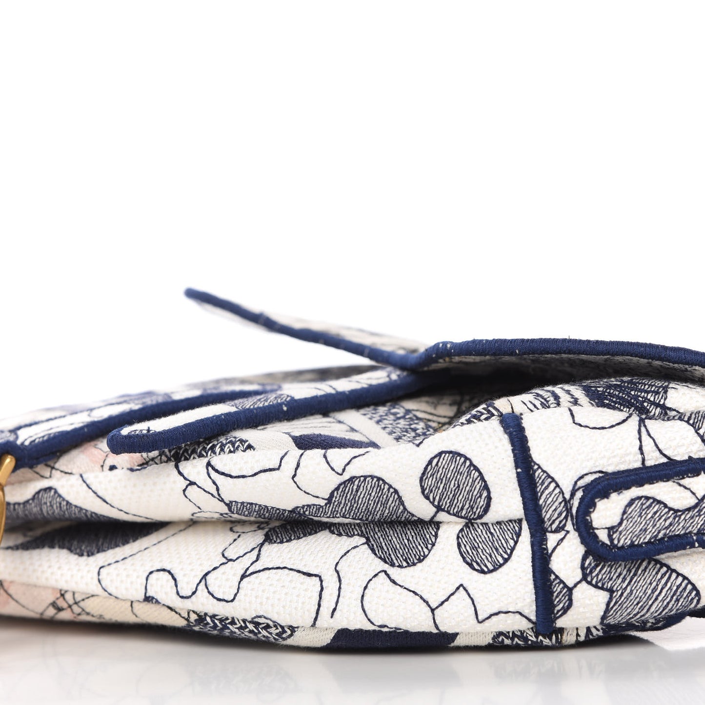 Canvas Embroidered Around the World Saddle Bag Blue