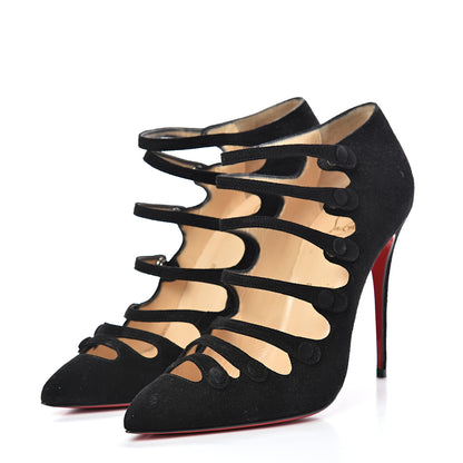 Christian Louboutin Suede Viennana 120 Strappy Booties 40 Black 3 of 12