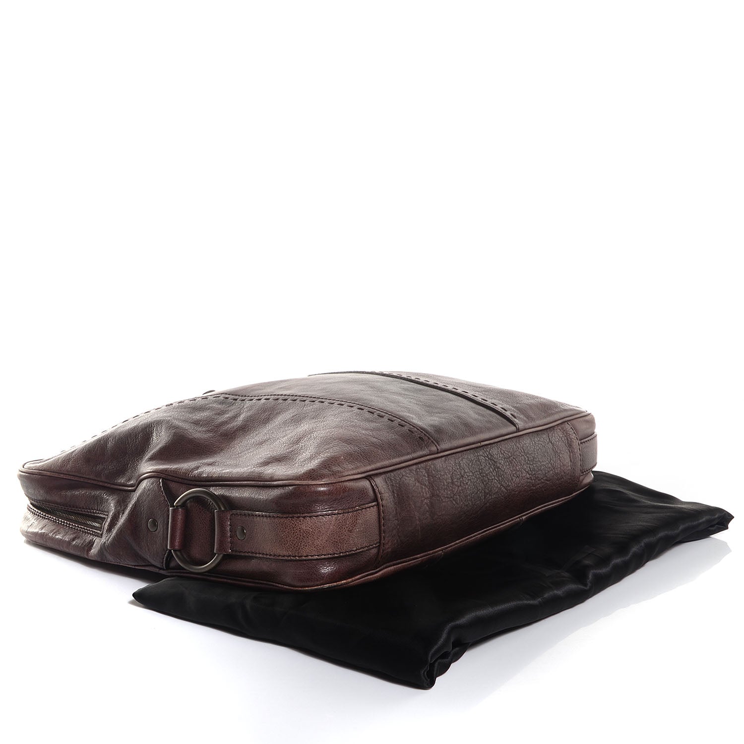 Saint Laurent Tumbled Leather Square Muse Zip Around Tote Brown 4 of 8