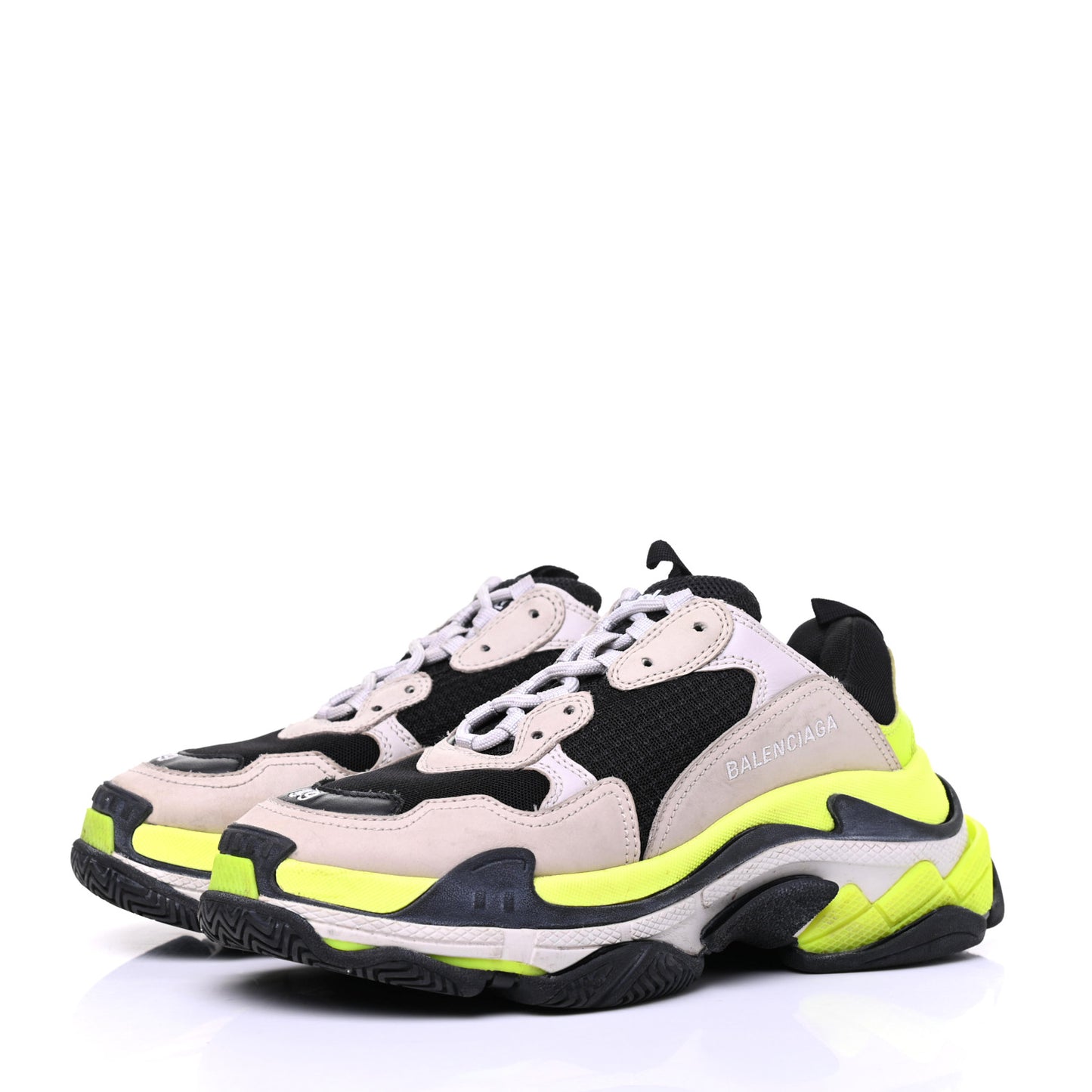 Fabric Mesh Womens Triple S Sneakers 39 Grey Black Jaune Fluo