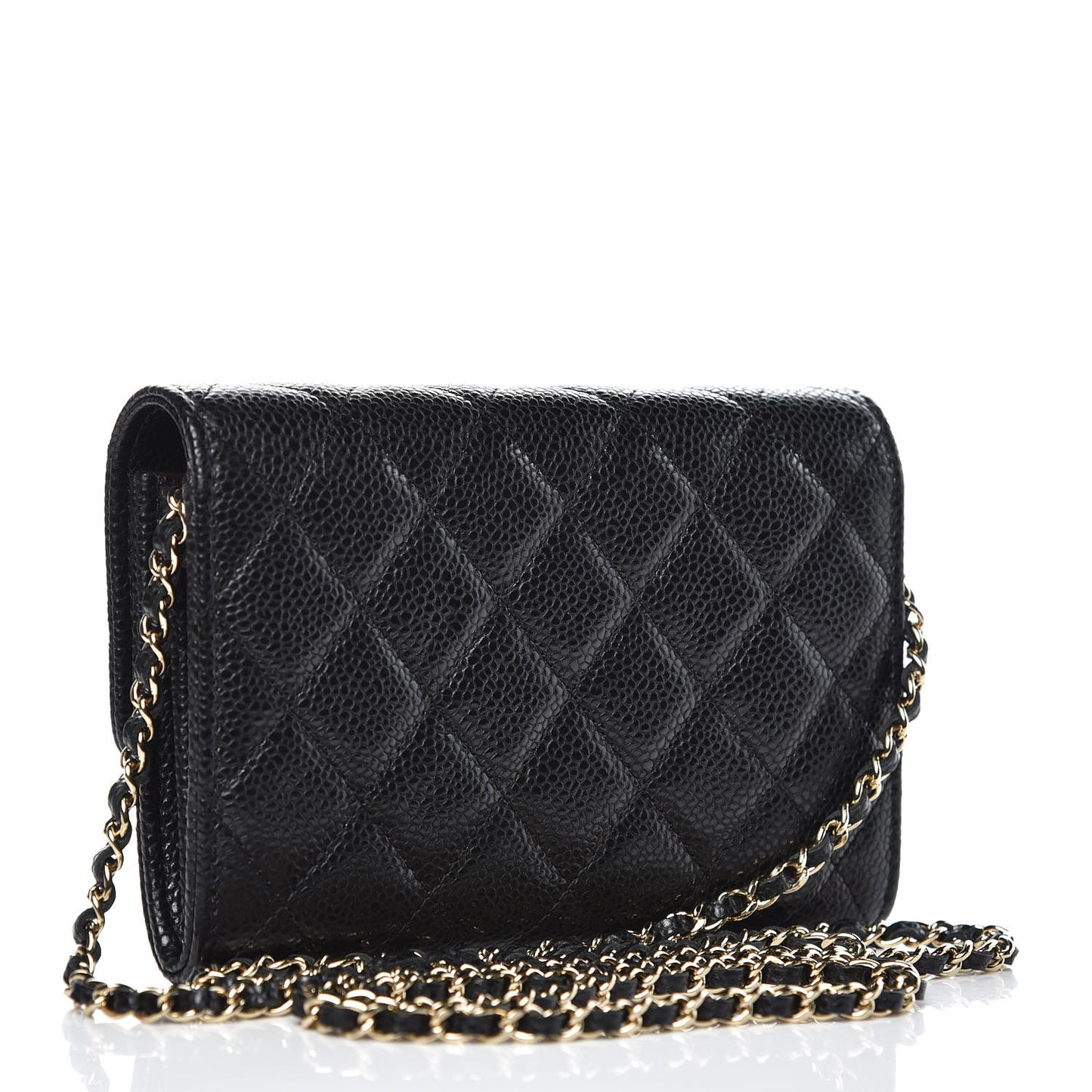Caviar Quilted Classic Clutch With Chain Black