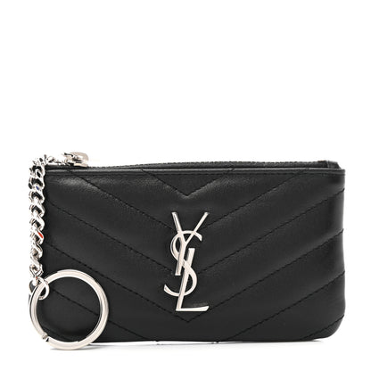 Saint Laurent Calfskin Matelasse Monogram Key Pouch Black 1 of 8