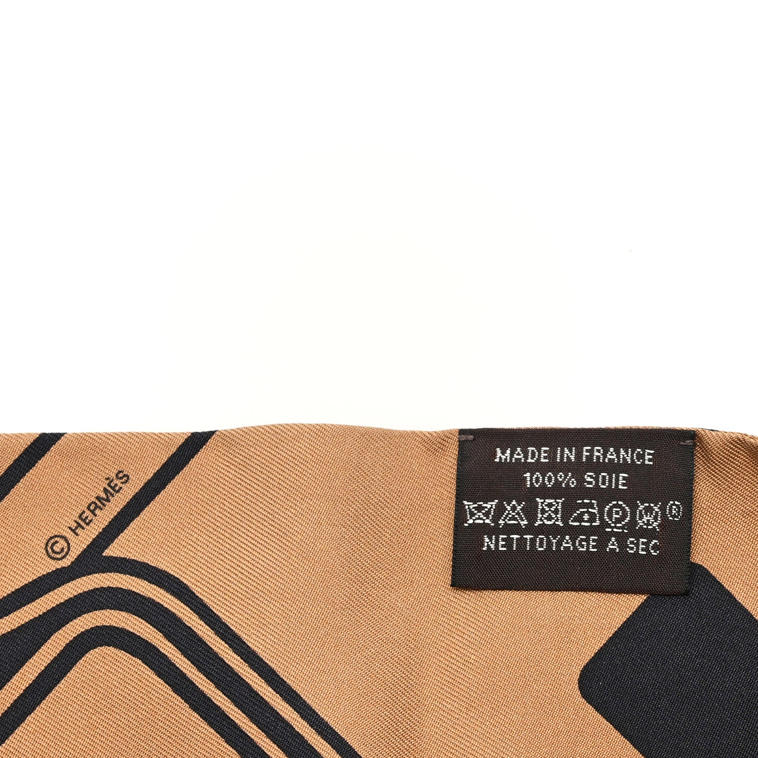 Hermes Silk Les Coupes Tattoo Twilly Black Camel 3 of 3