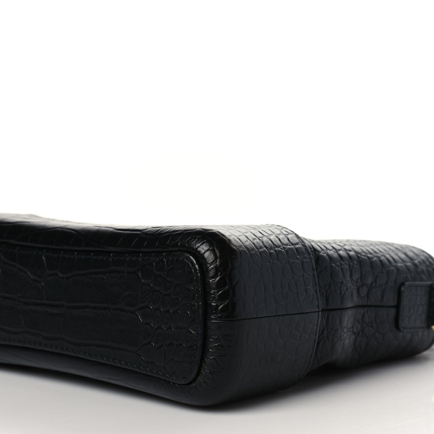 Crocodile Embossed Calfskin Medium Gabrielle Cocodile Hobo Black
