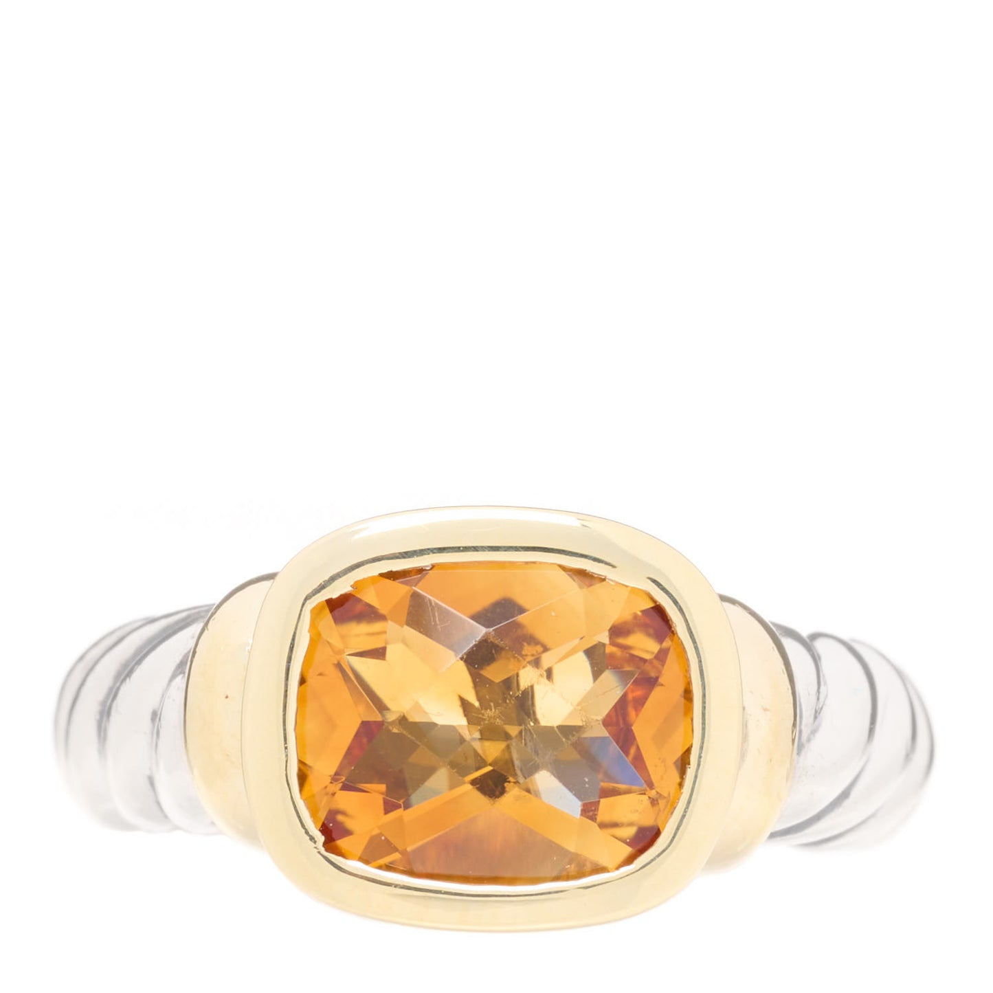 Sterling Silver 14K Yellow Gold Citrine 10mm Noblesse Ring 53 6.25