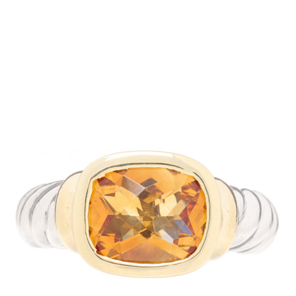 David Yurman Sterling Silver 14K Yellow Gold Citrine 10mm Noblesse Ring 53 6.25 1 of 4