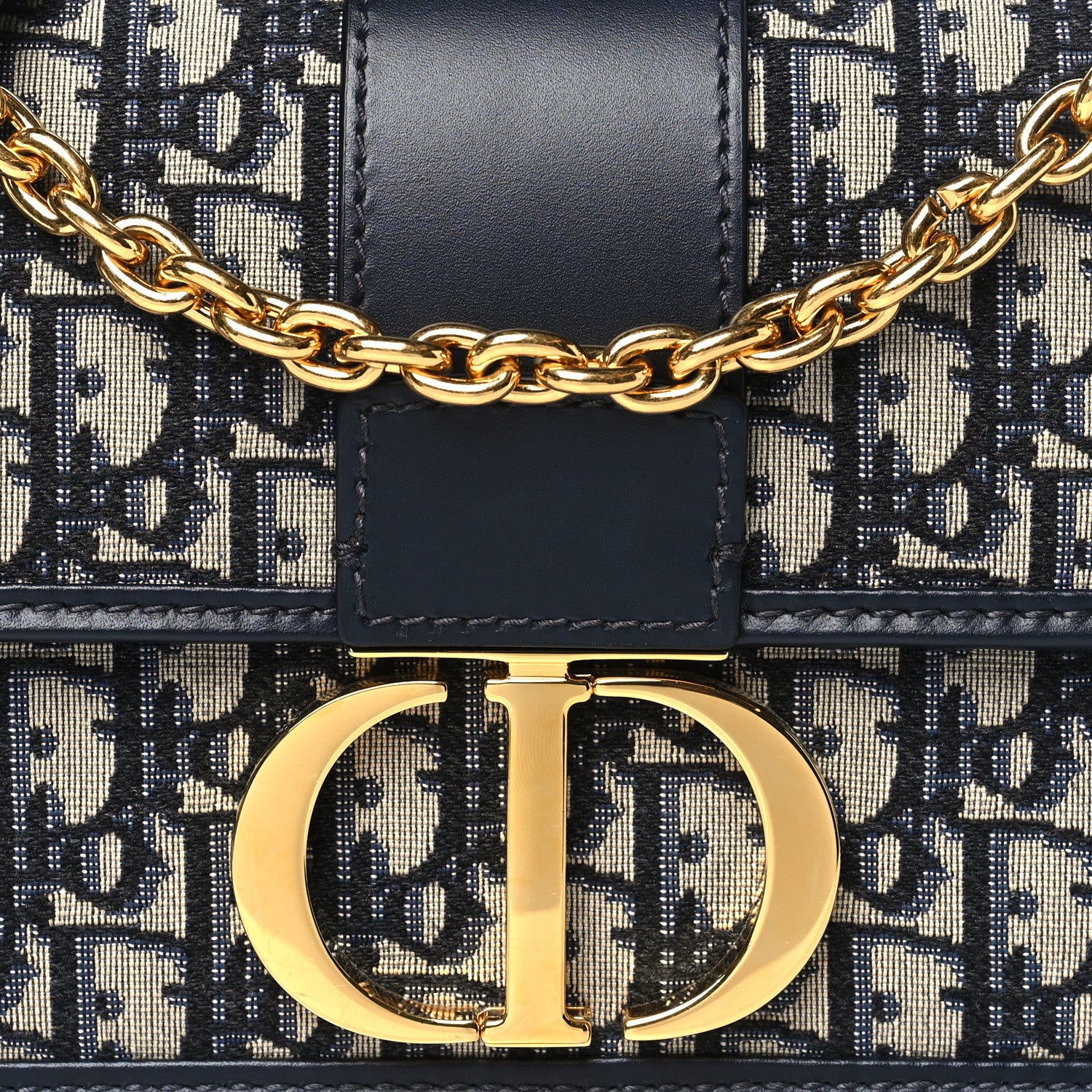 Christian Dior Oblique 30 Montaigne Chain Flap Bag Blue 8 of 10