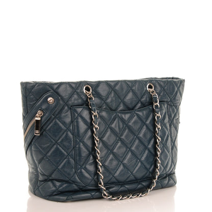 Chanel Aged Calfskin Quilted Large Cotton Club Tote Blue 3 of 7