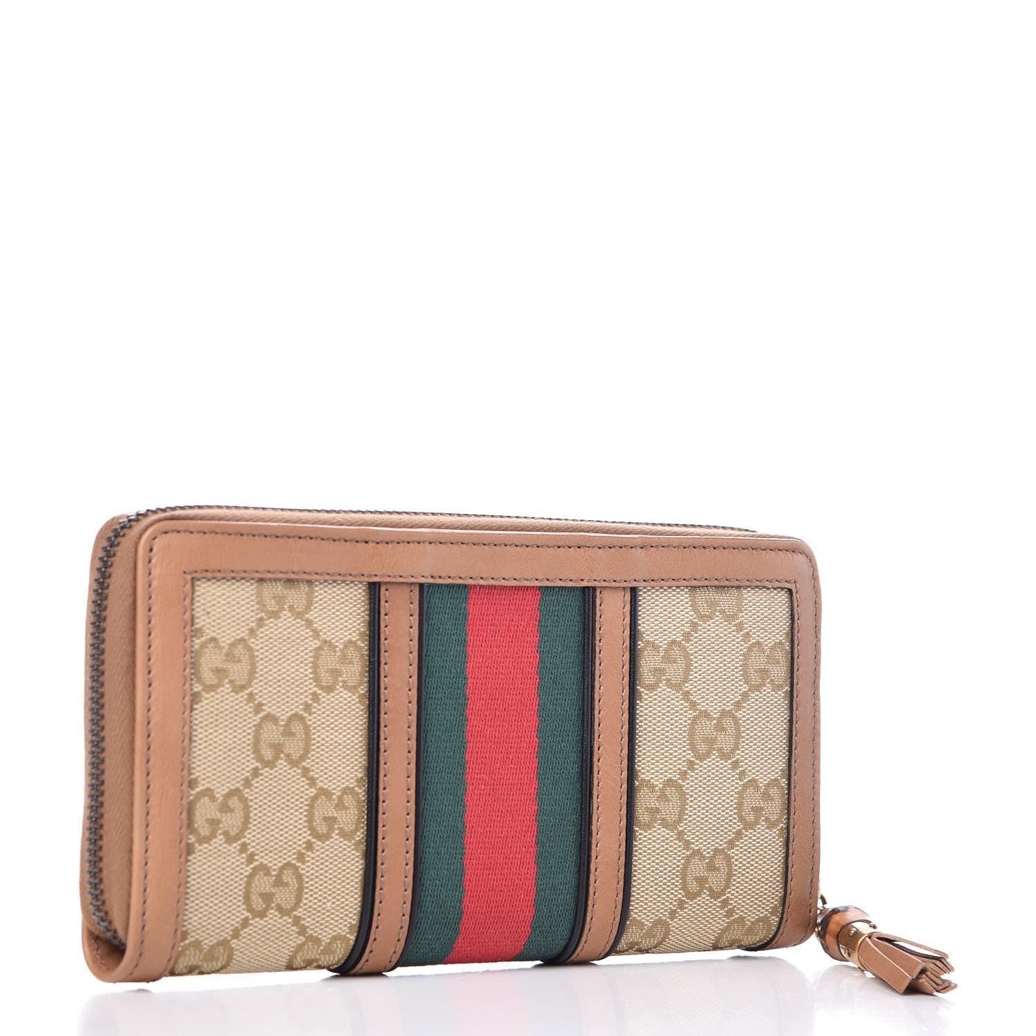Gucci Monogram Web Rania Zip Around Wallet Khaki 3 of 8