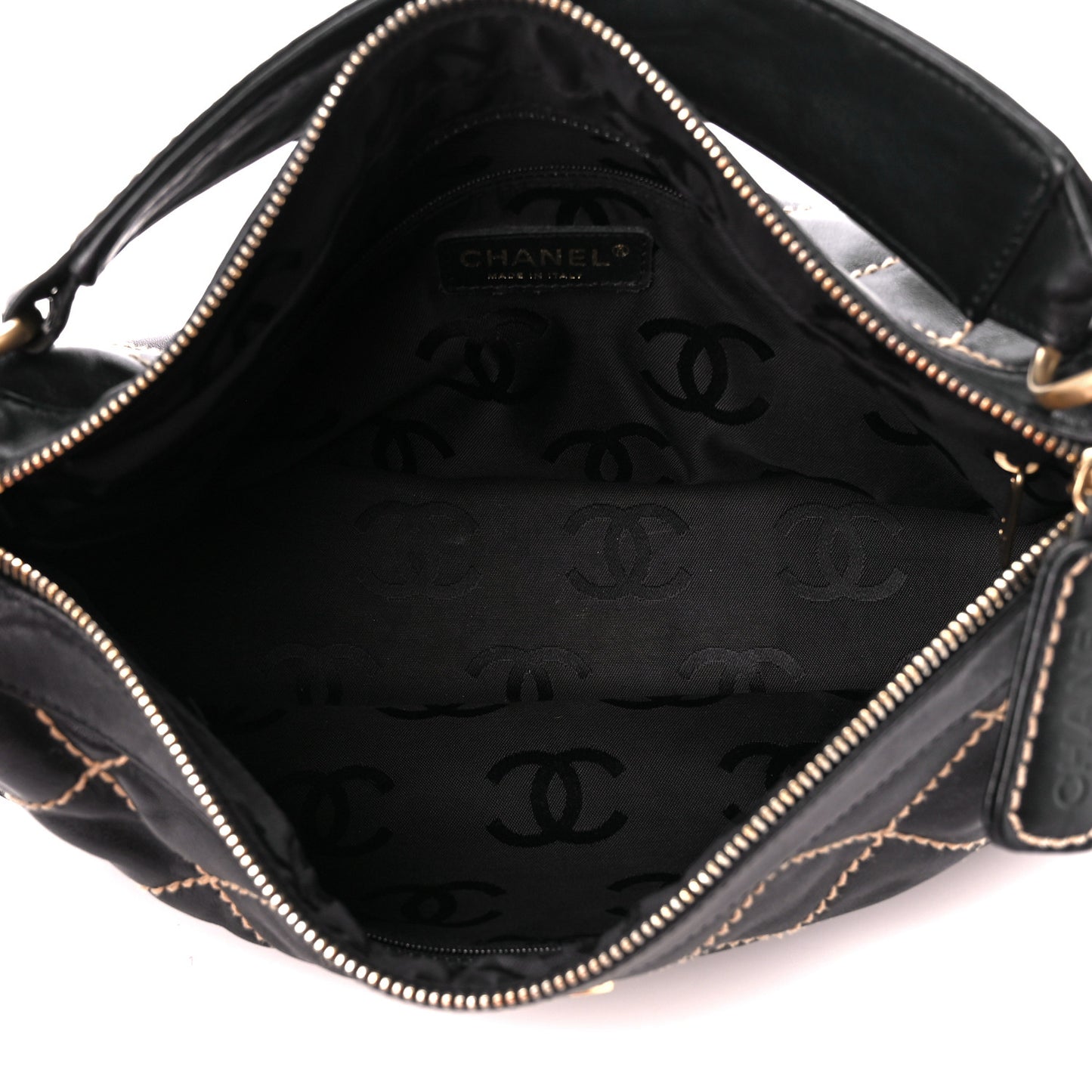 Calfskin Wild Stitch Surpique Hobo Black