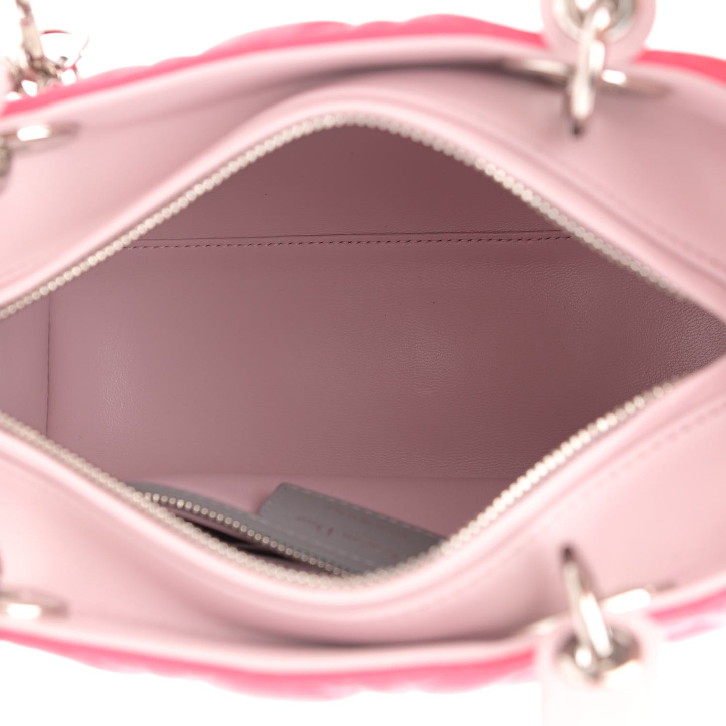 Lambskin Cannage Medium Tri-Color Lady Dior Fuchsia
