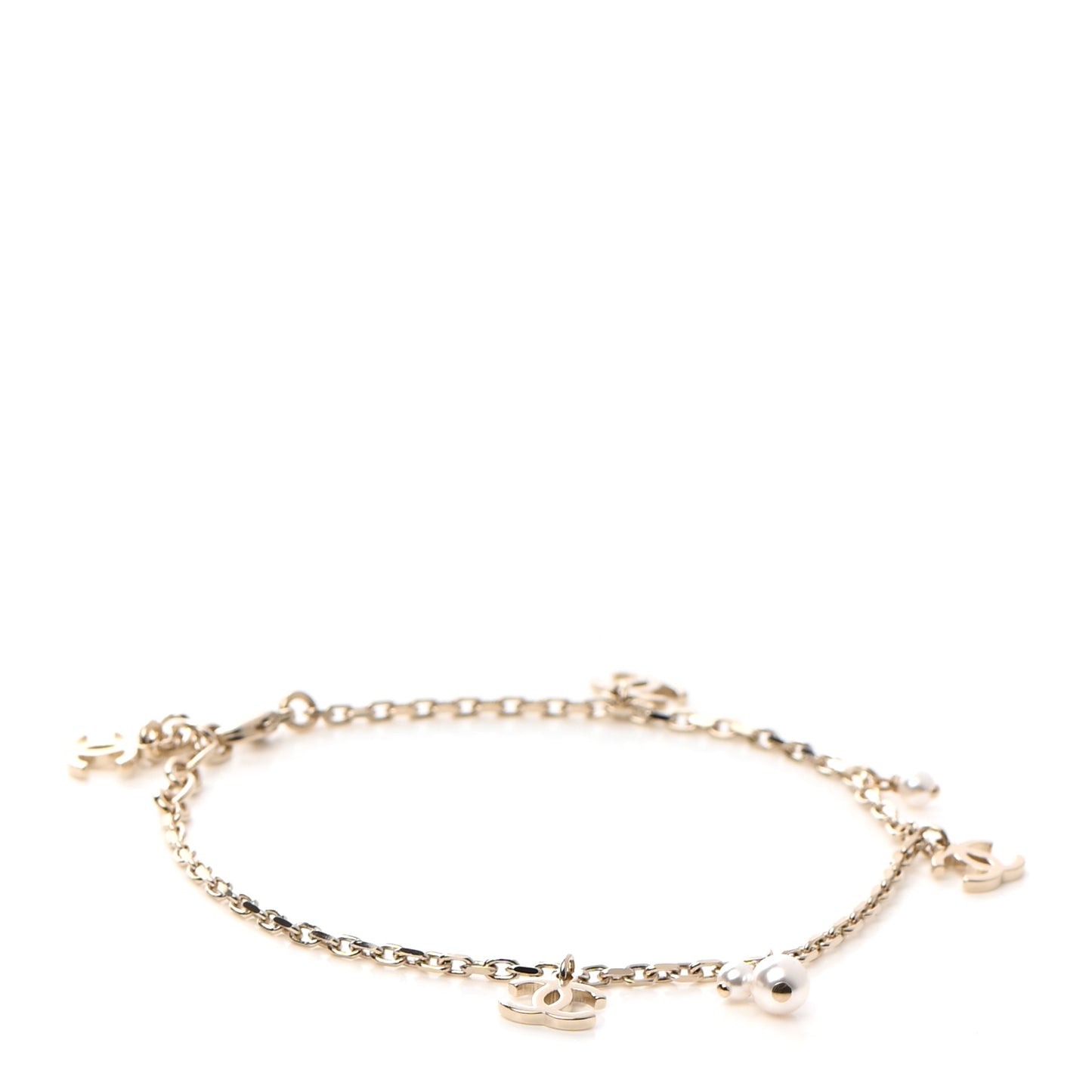 Pearl CC Chain Anklet Gold