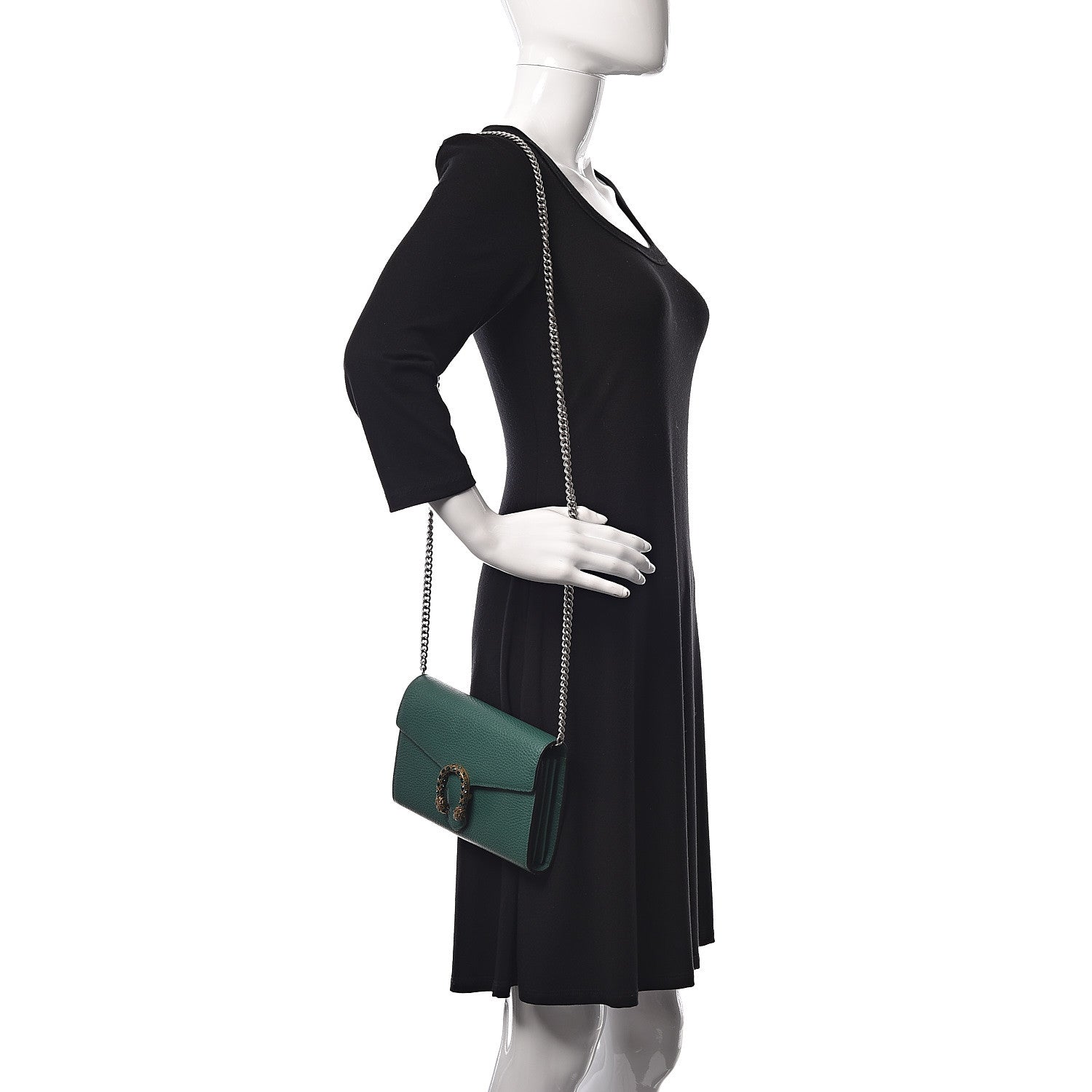 Gucci Calfskin Mini Dionysus Chain Wallet Emerald 2 of 10