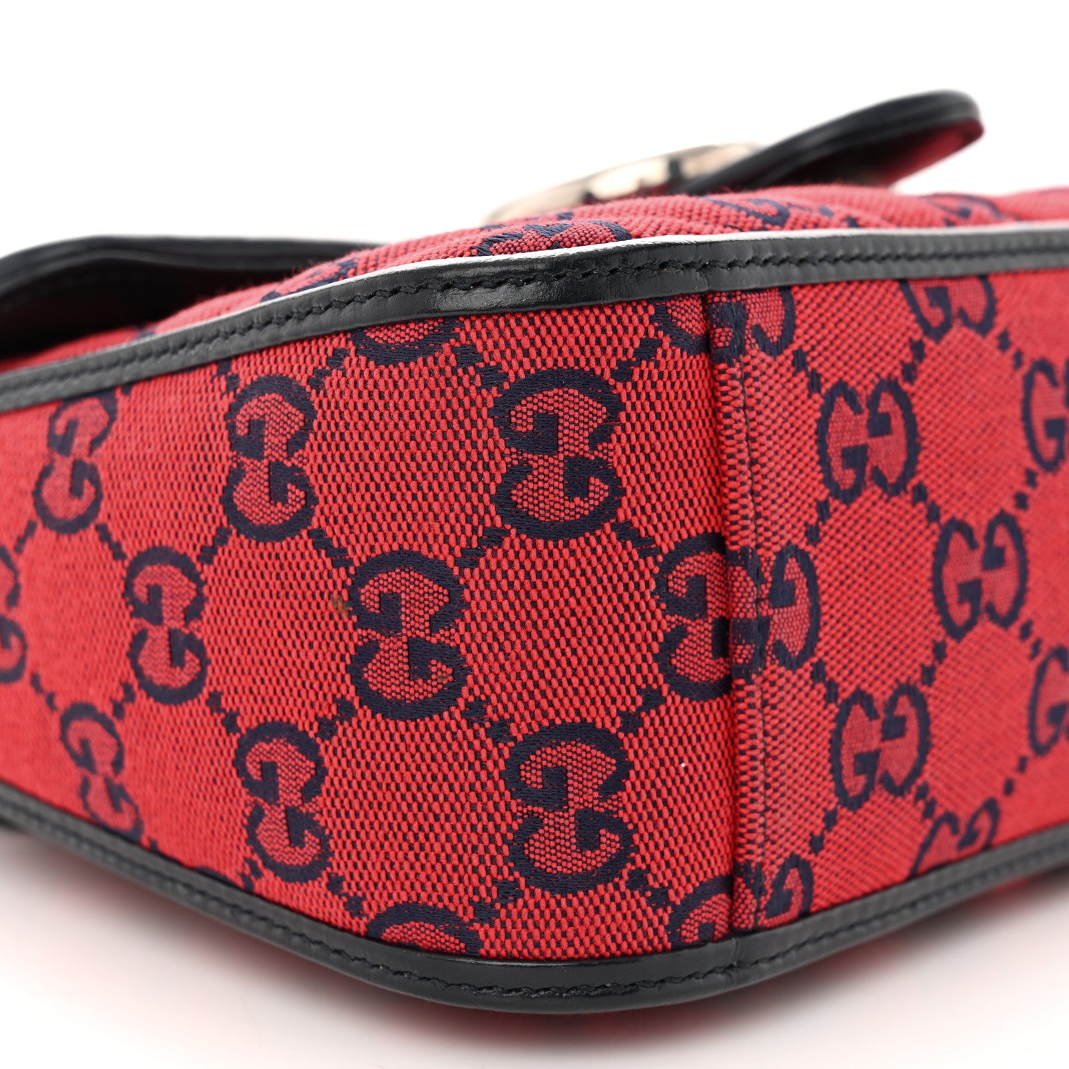 Gucci Monogram Multicolor Matelasse Diagonal Mini GG Marmont Top Handle Shoulder Bag Red Blue 10 of 12