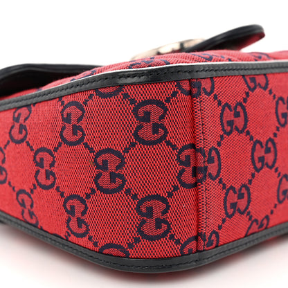 Gucci Monogram Multicolor Matelasse Diagonal Mini GG Marmont Top Handle Shoulder Bag Red Blue 10 of 12