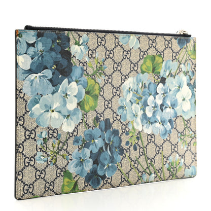Gucci GG Supreme Monogram Blooms Large Zip Pouch Blue 3 of 9
