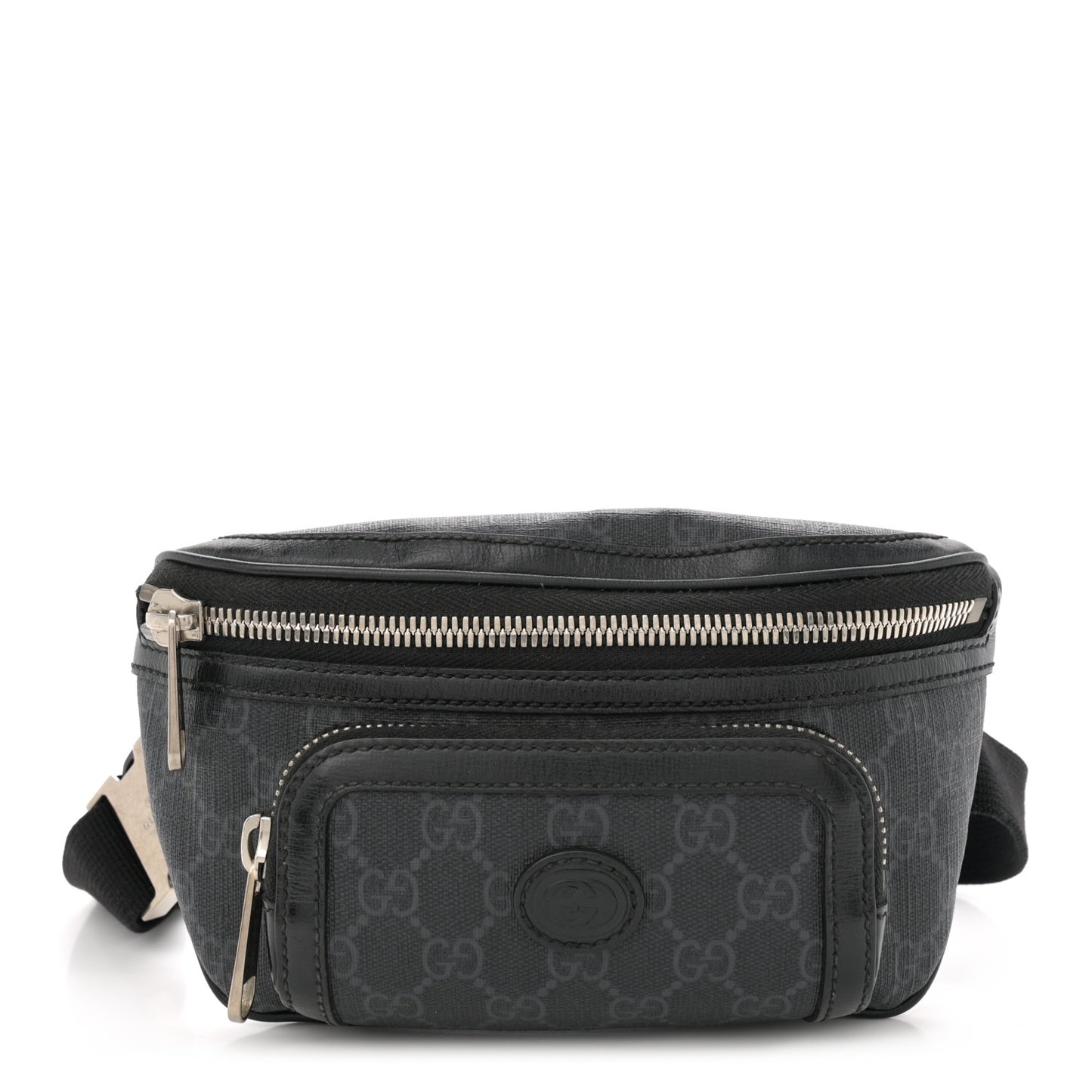 GG Supreme Monogram Textured Calfskin Retro Interlocking G Belt Bag Black