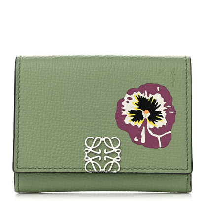 Loewe Pebble Grain Calfskin Pansies Print Coin Cardholder Rosemary 1 of 7