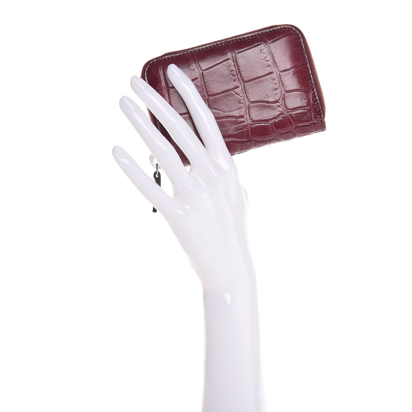 Crocodile Zip Around Card Case Cherry Gloss