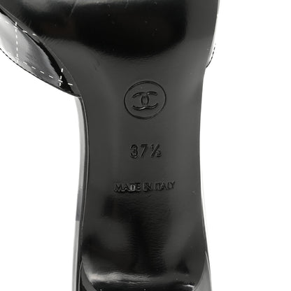 Chanel Patent Printed Mule Sandals 37.5 Black 5 of 10
