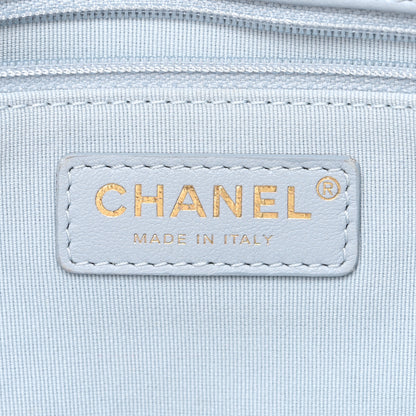 Chanel Shiny Calfskin Quilted Large Supple Twins Hobo Bag Light Grey 6 of 11