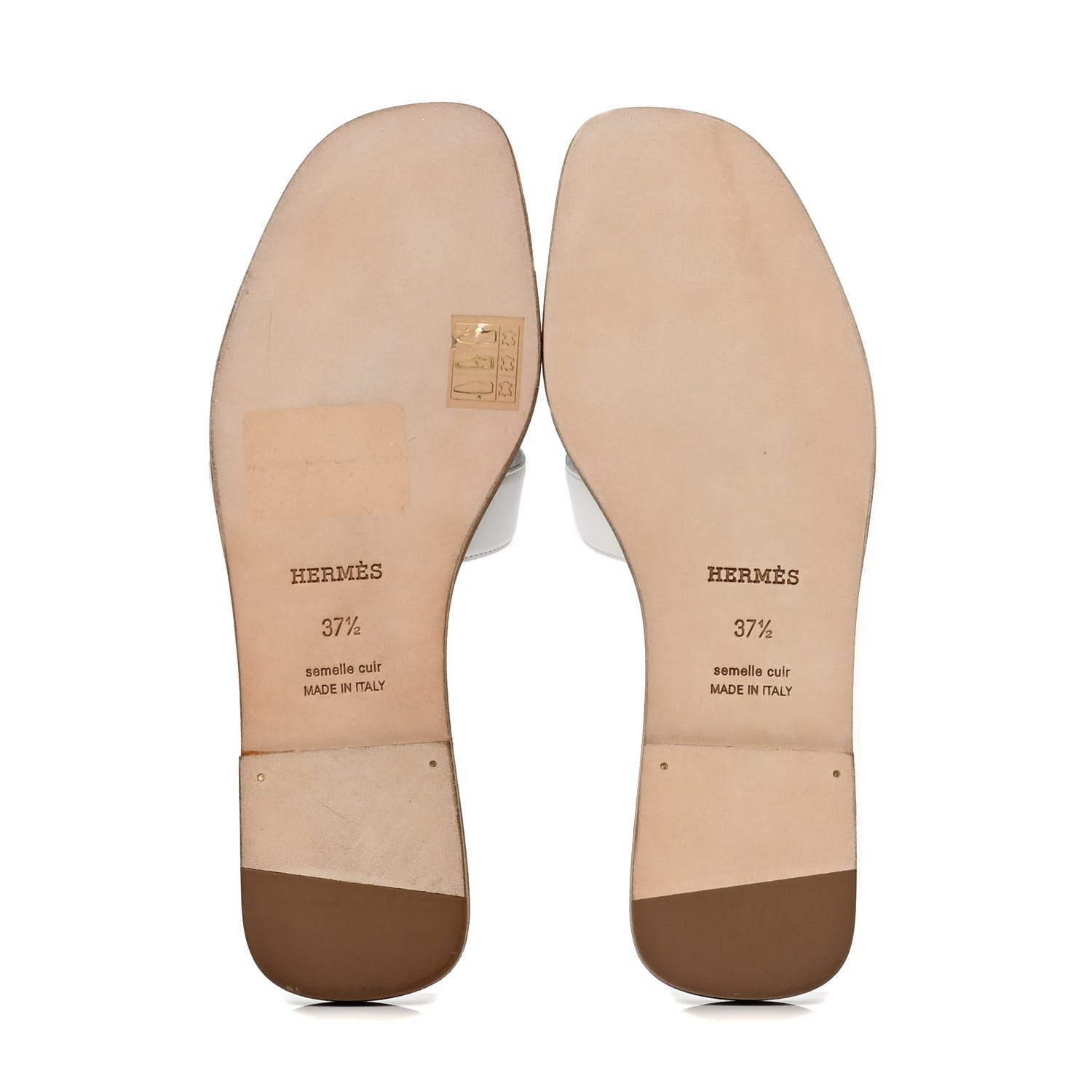 Hermes Metallic Nappa Box Oran Sandals 37.5 White Gris Argente 4 of 6