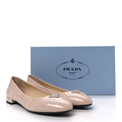 Prada Patent Triangle Ballerina Flats 39.5 Cipria 8 of 8
