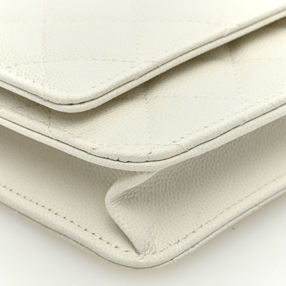 Chanel Caviar Quilted Chain CC Quilted Wallet On Chain WOC White 9 of 11