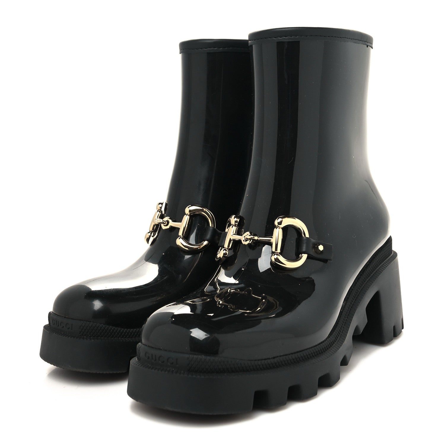 Gucci Rubber Womens Horsebit Ankle Boots 36 Black 3 of 8
