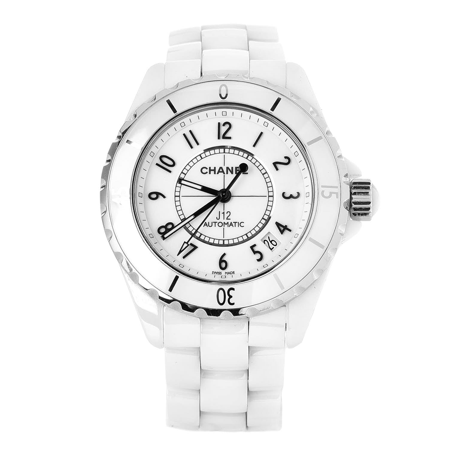 Chanel Stainless Steel Ceramic 38mm J12 Automatic Watch White 1 of 7