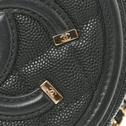 Chanel Caviar Quilted Round Filigree Crossbody Black 12 of 13