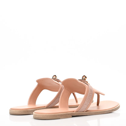 Hermes Calfskin Alligator Womens Elixir Sandals 38.5 Beige Macrame 4 of 9