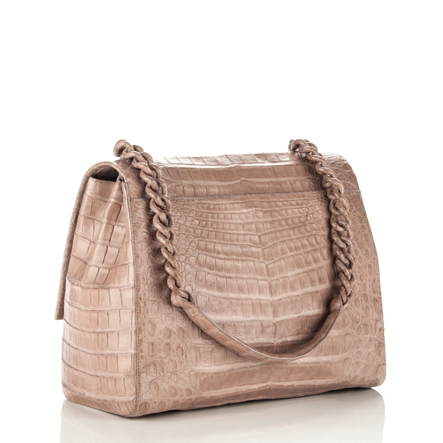 Nancy Gonzalez Crocodile Chain Flap Bag Nude Matte 3 of 11
