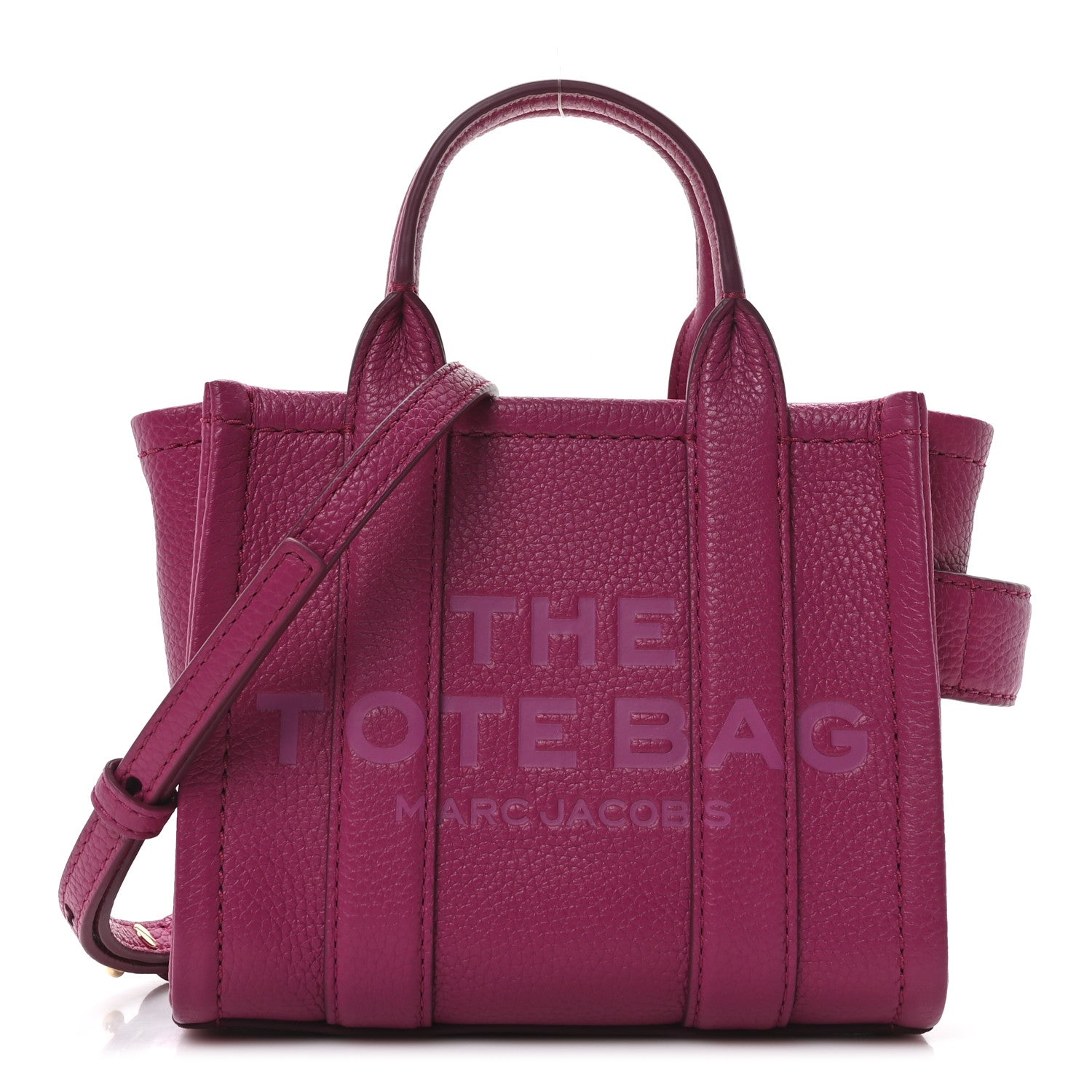 Marc Jacobs Grained Calfskin Mini The Tote Bag Lipstick Pink 1 of 10