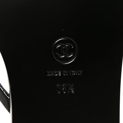 Chanel Goatskin CC Times Square Thong Sandals 38.5 Black 8 of 10