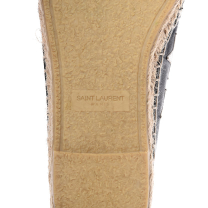 Saint Laurent Nappa Embossed Star Print Espadrilles 35 Black Optic White 8 of 10