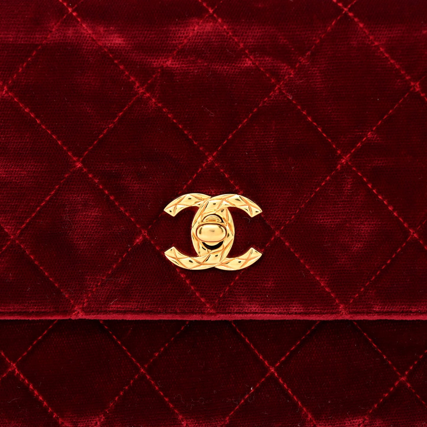 Velvet Quilted Square Shoulder Bag Burgundy