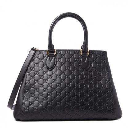 Gucci Soft Guccissima Signature Top Handle Tote Bag Black 1 of 8