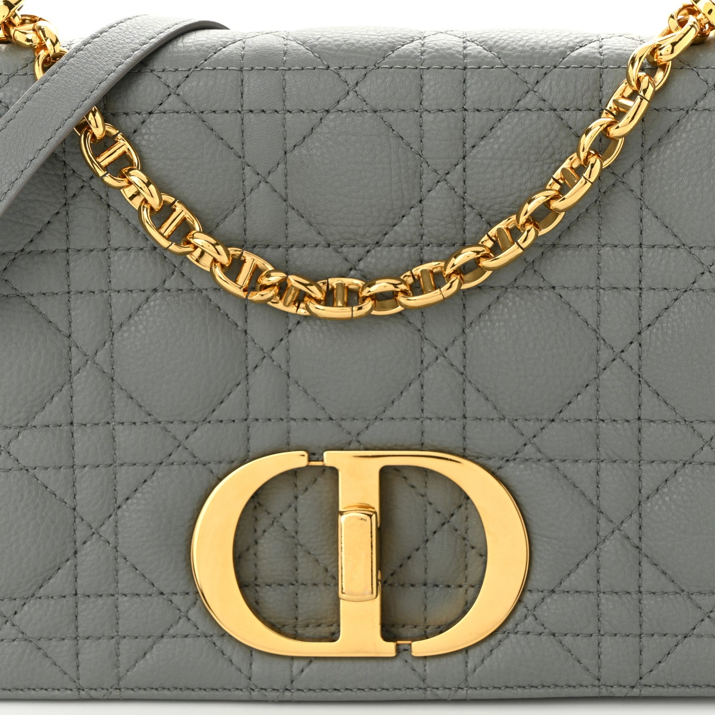 Calfskin Cannage Medium Caro Bag Ethereal Grey