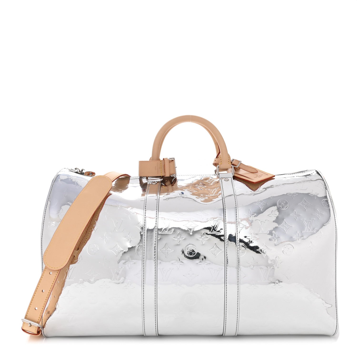 Louis Vuitton Monogram Mirror Keepall Bandouliere 50 Silver 1 of 11